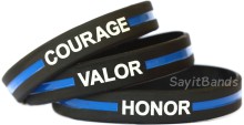 Courage Valor Honor Thin Blue Line Wristband