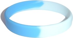 light blue and white wristband