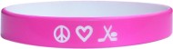 pink with white colored  text custom silicone wrist bands