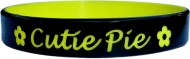 black with yellow colored  text custom silicone wristband