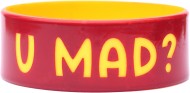 pink with white colored text one inch bands