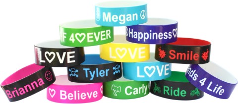 big one inch color text wristband